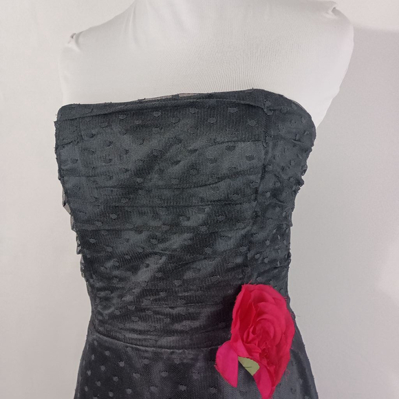 Vintage 90s Scott McClintock Black Floral Mini Dress Size 8 - Picture 2 of 13